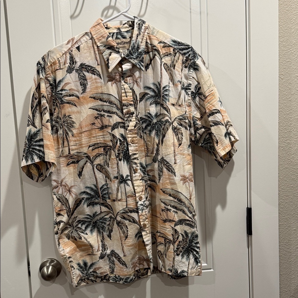 Men's Hawaiian Palm Tree Print Casual Shirt